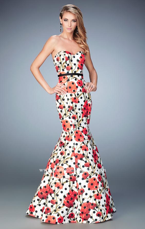 Picture of: Jacquard Mermaid Dress with Flower and Polka Dot Print in Print, Style: 22348, Main Picture