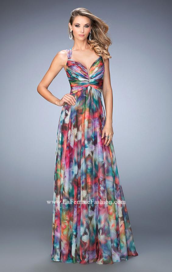 Picture of: Abstract Print Chiffon Prom Dress with Strappy Back in Print, Style: 22355, Main Picture