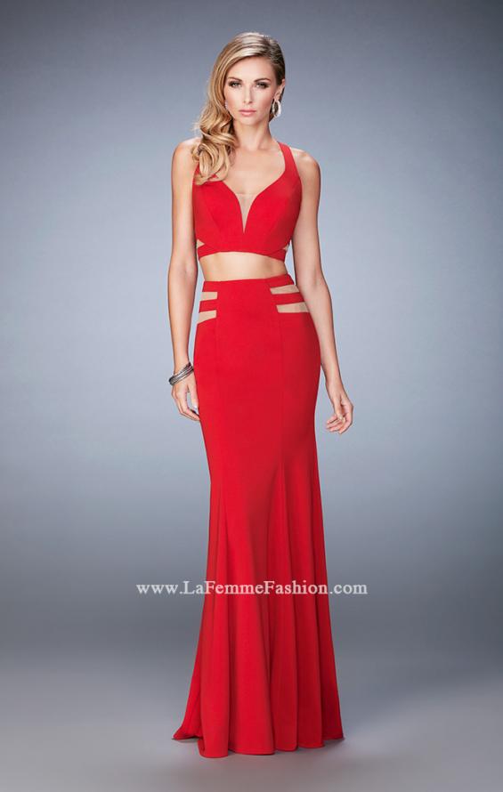 Picture of: Long Two Piece Mermaid Gown with Strappy Back in Red, Style: 22367, Detail Picture 1