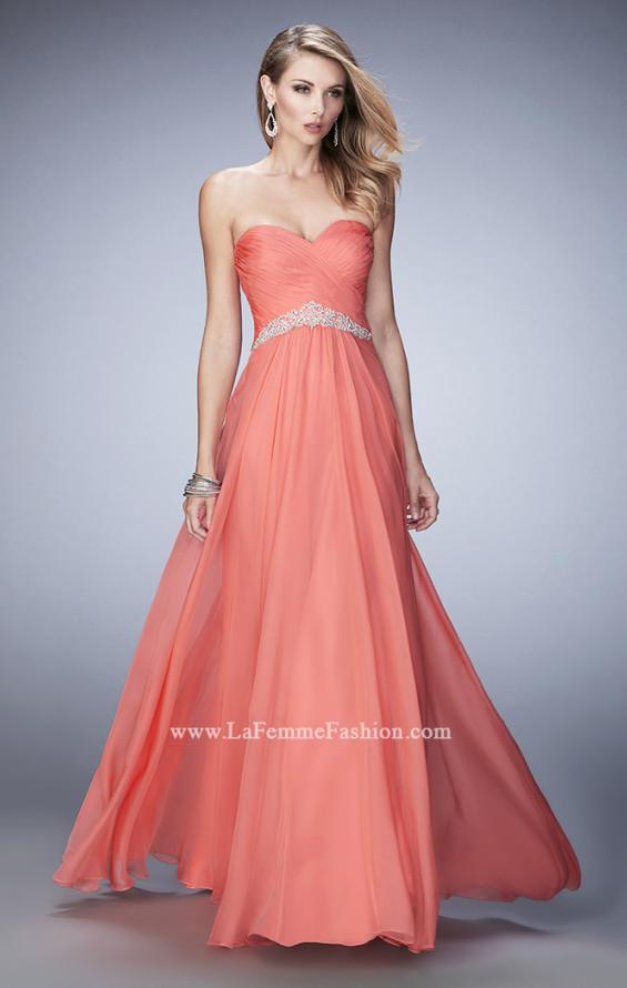 Picture of: Chiffon Prom Dress with Crystal and Pearl Detailed Band in Orange, Style: 22382, Main Picture