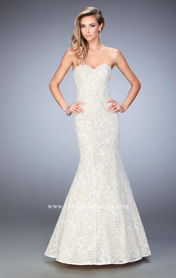 Picture of: Long Sequin Lace Prom Dress with Sweetheart Neck in White, Style: 22390, Main Picture