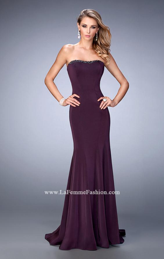 Picture of: Tonal Rhinestone Jersey Prom Dress with Slight Train in Purple, Style: 22396, Main Picture