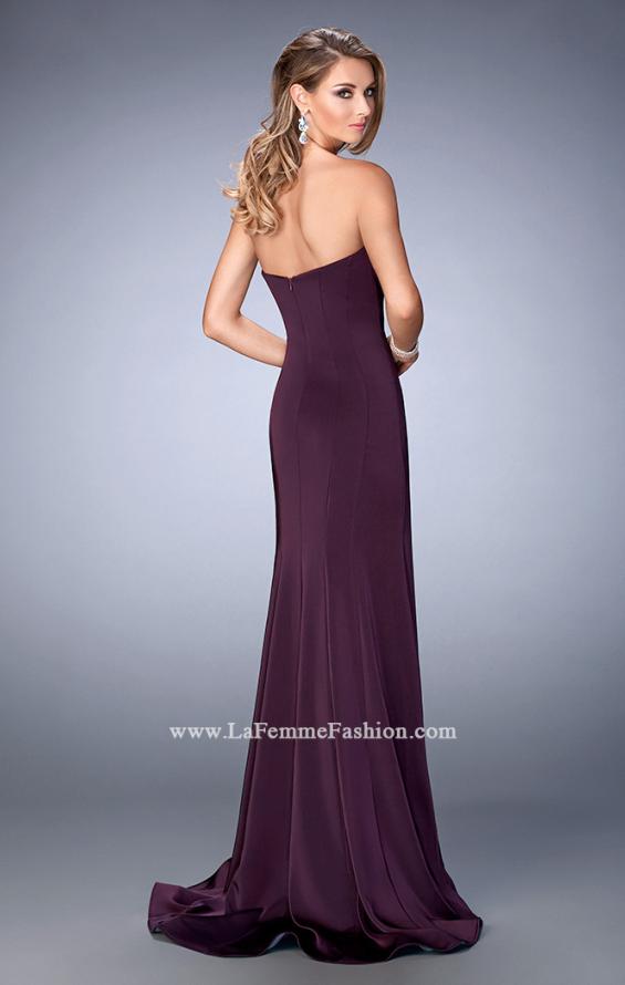 Picture of: Tonal Rhinestone Jersey Prom Dress with Slight Train in Purple, Style: 22396, Back Picture