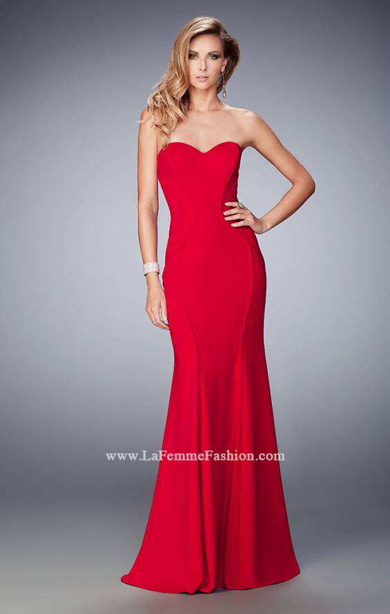 Picture of: Sweetheart Neckline Long Jersey Prom Gown with Piping in Red, Style: 22401, Main Picture