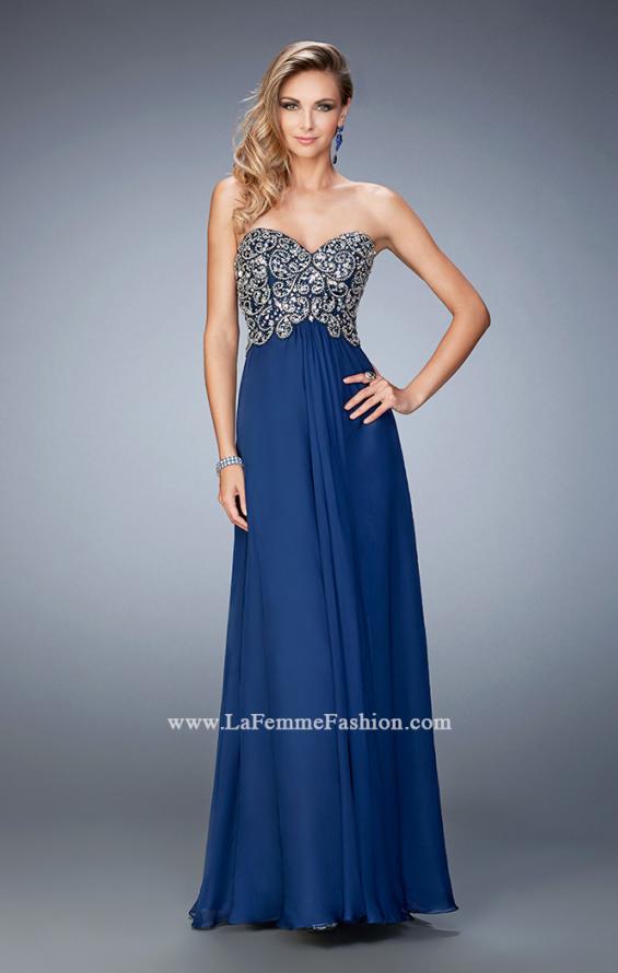 Picture of: Crystal and Rhinestone Embellished Chiffon Prom Dress in Blue, Style: 22420, Main Picture