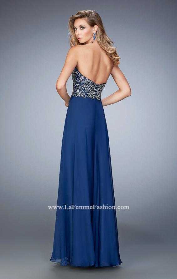 Picture of: Crystal and Rhinestone Embellished Chiffon Prom Dress in Blue, Style: 22420, Back Picture