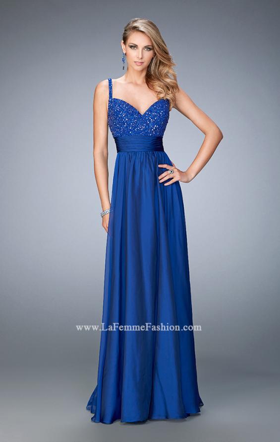 Picture of: Embellished Prom Dress with Gathered Band and Skirt in Blue, Style: 22433, Main Picture