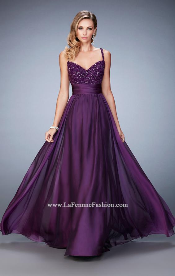 Picture of: Embellished Prom Dress with Gathered Band and Skirt in Purple, Style: 22433, Detail Picture 1