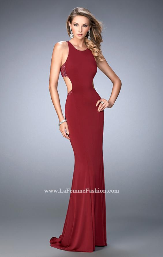 Picture of: High Neck Prom Dress with Cut Outs and Rhinestones in Red, Style: 22469, Main Picture