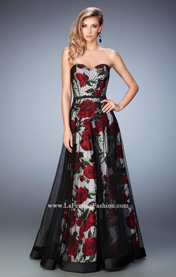 Picture of: A-Line Gown with Flower Printed Lining and Rhinestones in Print, Style: 22489, Main Picture