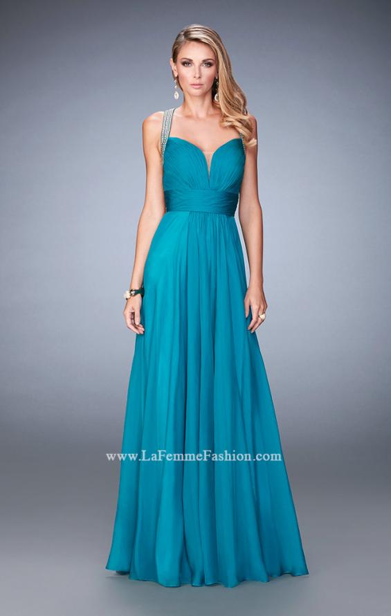 Picture of: Embellished Lace Applique Chiffon Prom Dress in Green, Style: 22503, Detail Picture 1