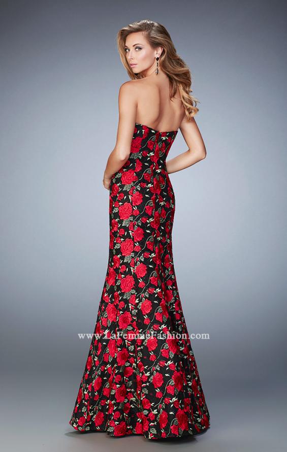 Picture of: Floral Lace Mermaid Gown with Rhinestones in Print, Style: 22507, Back Picture