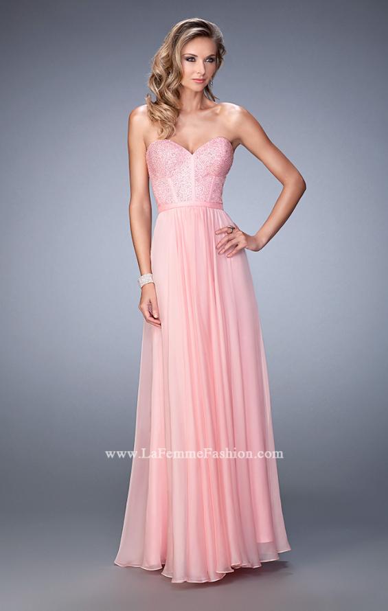 Picture of: Long Chiffon Prom Dress with Crystal Rhinestones in Pink, Style: 22524, Main Picture