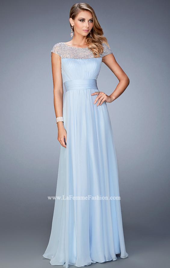 Picture of: Embellished Cap Sleeved Dress with Rhinestones in Blue, Style: 22535, Main Picture