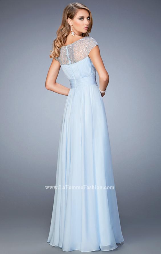 Picture of: Embellished Cap Sleeved Dress with Rhinestones in Blue, Style: 22535, Back Picture