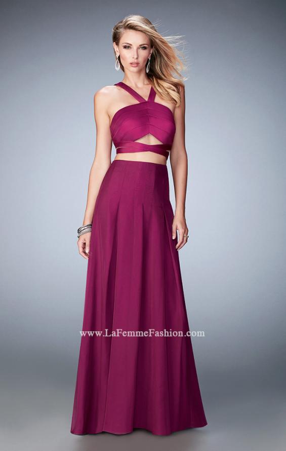 Picture of: Two Piece Prom Dress with Chiffon Skirt and Satin Top in Pink, Style: 22555, Main Picture