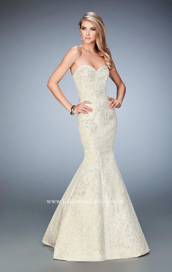 Picture of: Jacquard Mermaid Dress with Sweetheart Neckline in White, Style: 22570, Main Picture