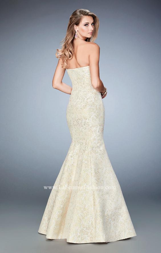 Picture of: Jacquard Mermaid Dress with Sweetheart Neckline in White, Style: 22570, Back Picture