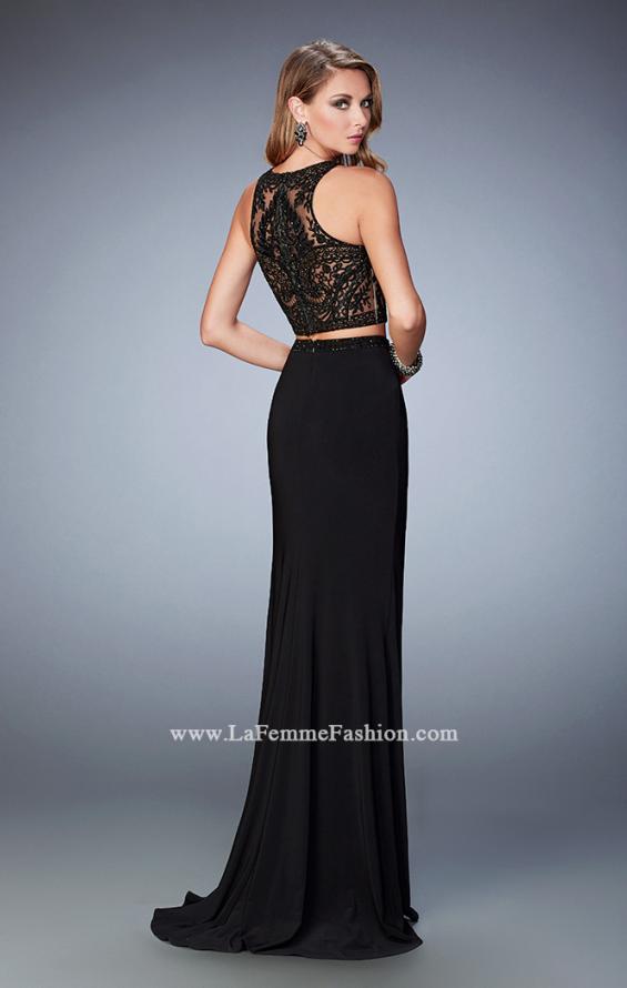 Picture of: Two Piece Dress with Lace Top and Jersey Long Skirt in Black, Style: 22581, Back Picture