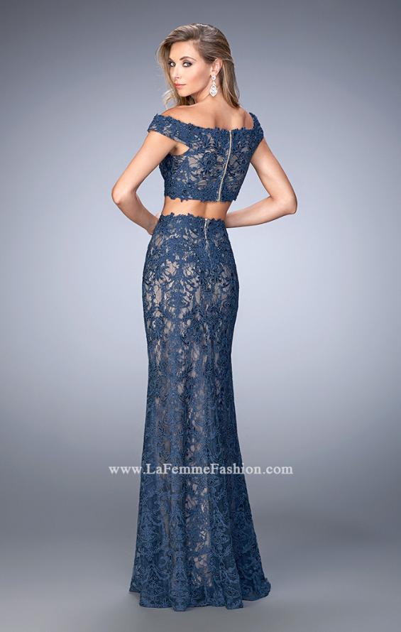 Picture of: Two Piece Off the Shoulder Embellished Prom Dress in Blue, Style: 22645, Back Picture