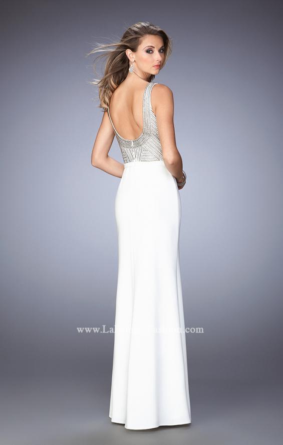 Picture of: Studded Jersey Prom Dress with Scoop Back in White, Style: 22687, Back Picture
