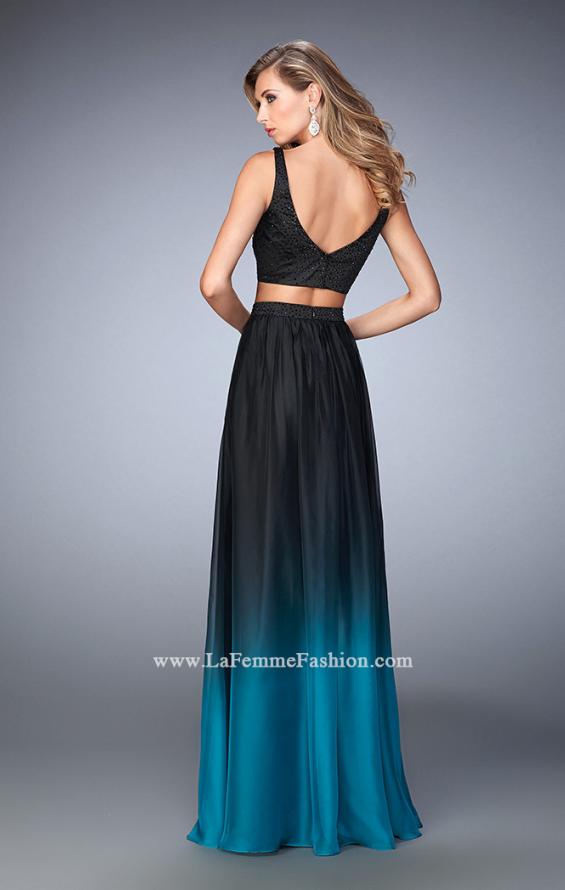 Picture of: Embellished Two Piece Prom Dress with Ombre Skirt in Black, Style: 22694, Back Picture