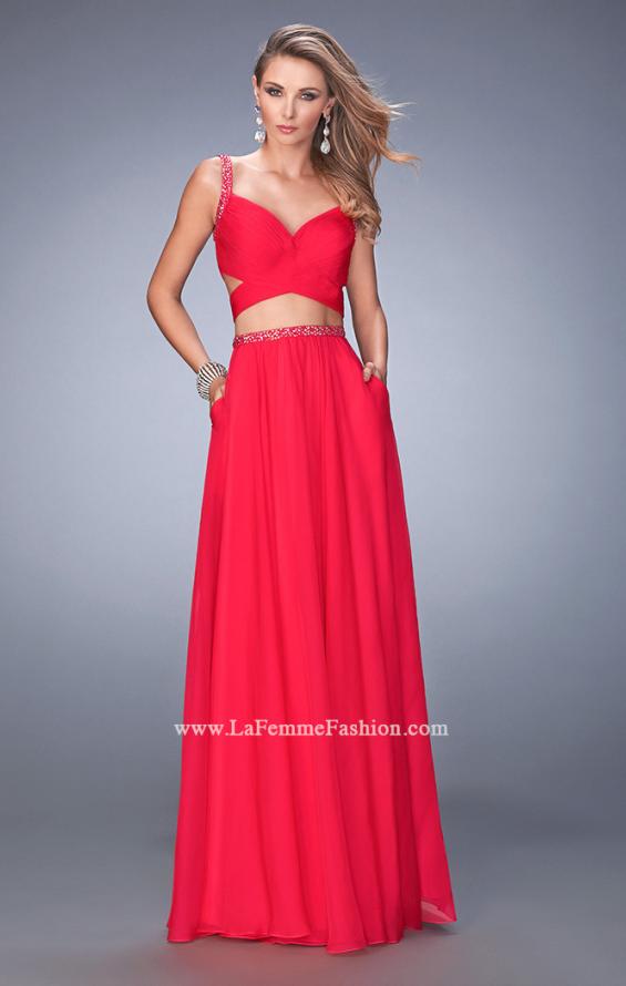 Picture of: Two Piece Attached Chiffon Prom Dress with Cut Outs in Pink, Style: 22718, Main Picture