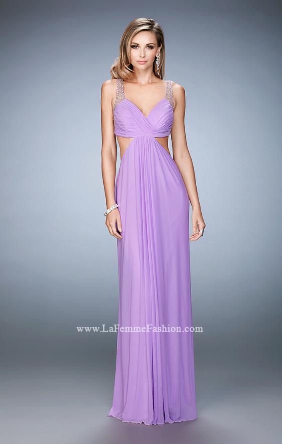 Picture of: Long Prom Gown with Open Back and Stud Detail in Purple, Style: 22729, Main Picture