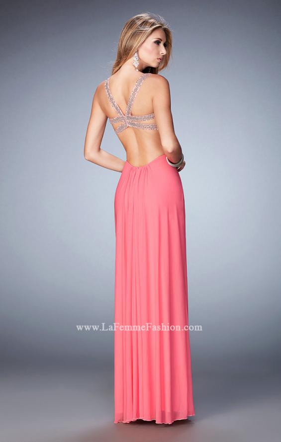 Picture of: Long Prom Gown with Open Back and Stud Detail in Purple, Style: 22729, Back Picture