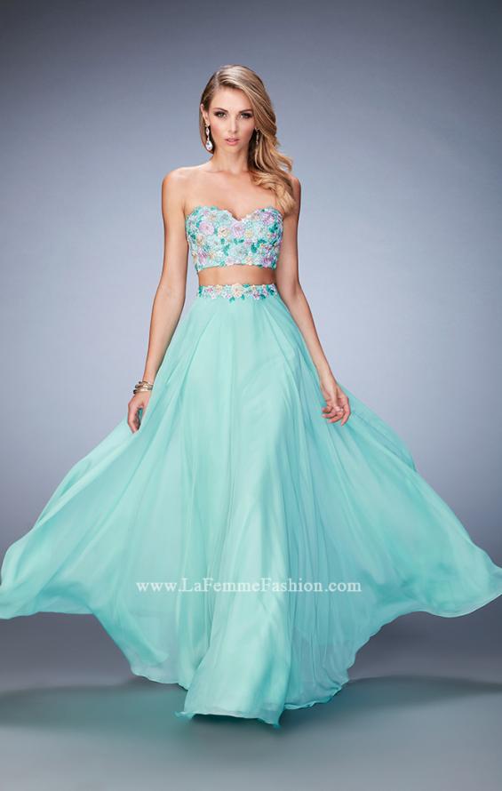 Picture of: Two Piece Prom Dress with Floral Lace Applique in Green, Style: 22732, Main Picture