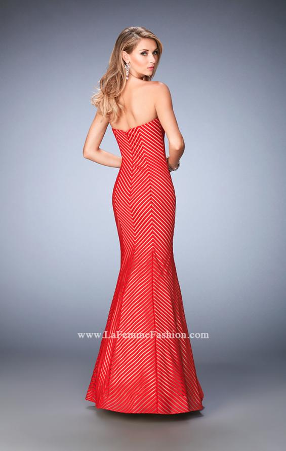 Picture of: Striped Long Mermaid Dress with Sweetheart Neck in Red, Style: 22744, Back Picture