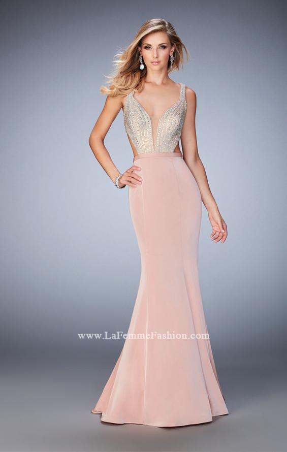 Picture of: Long Jersey Gown with Beading and Mermaid Skirt in Pink, Style: 22767, Main Picture