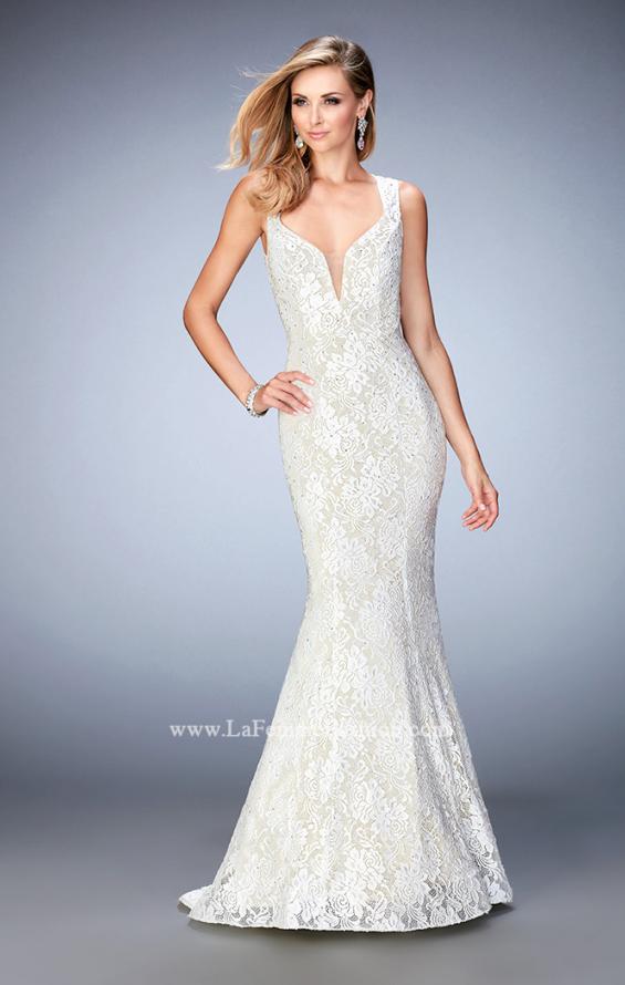 Picture of: Lace Mermaid Prom Gown with Shimmer Lining in White, Style: 22768, Main Picture
