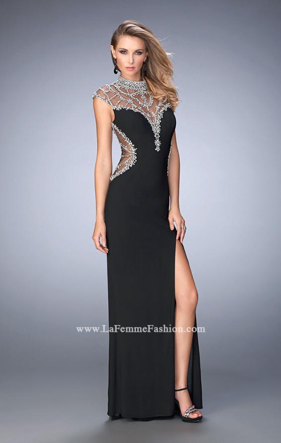 Picture of: Long Embellished Prom Dress with Side Leg Slit in Black, Style: 22776, Main Picture