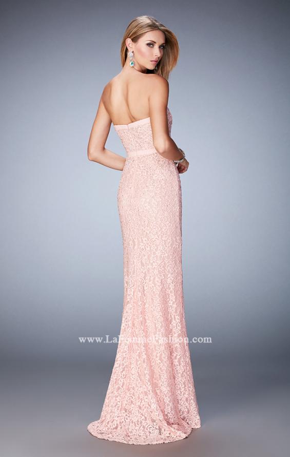 Picture of: Lace Prom Dress with Scattered Rhinestones in Pink, Style: 22878, Back Picture