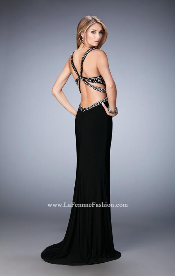 Picture of: Embellished Dress with Open Back and Train in Black, Style: 22888, Back Picture