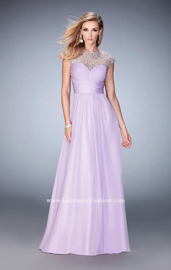 Picture of: Long Prom Gown with Crystals and Beads in Purple, Style: 22890, Main Picture