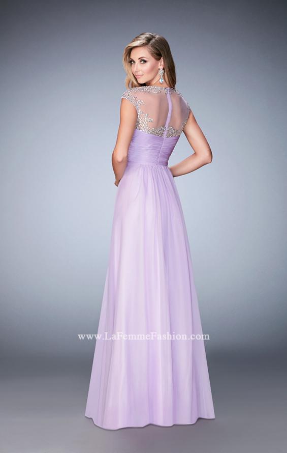 Picture of: Long Prom Gown with Crystals and Beads in Purple, Style: 22890, Back Picture