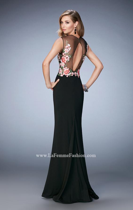 Picture of: Long Lace Prom Gown with Keyhole Back in Black, Style: 22935, Back Picture
