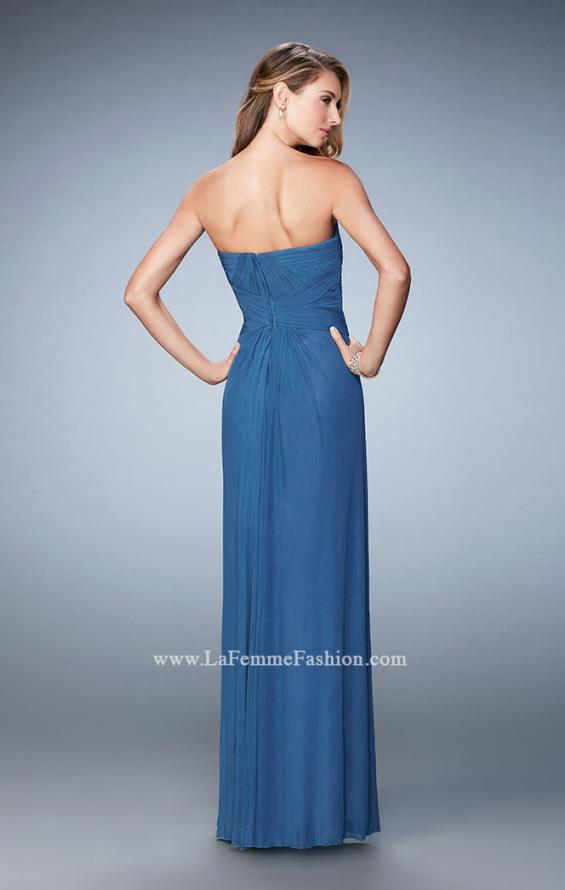 Picture of: Evening Gown with Pleated Bodice and Shawl in Blue, Style: 23023, Back Picture