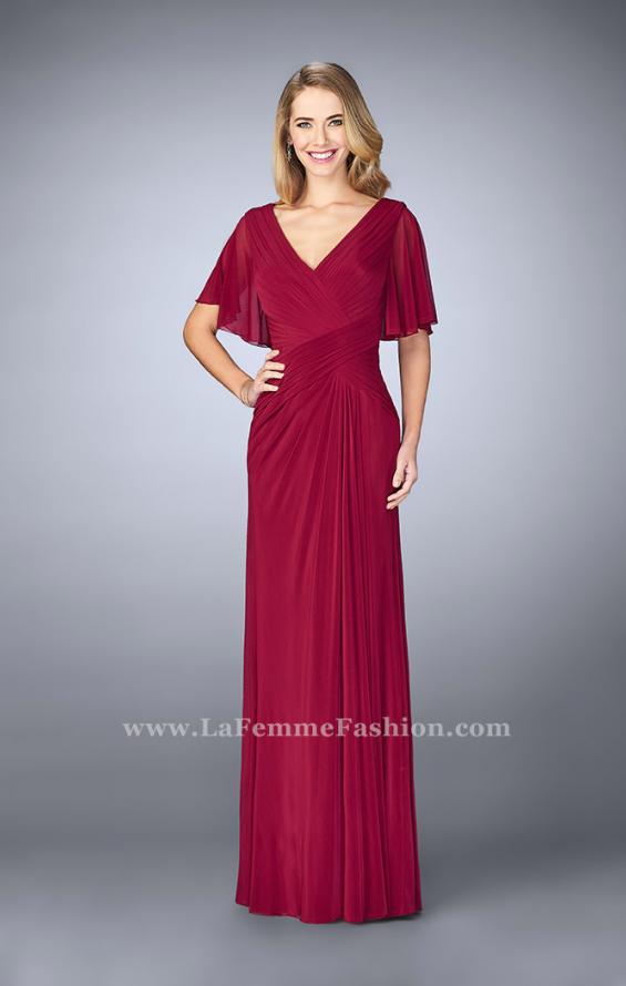 Picture of: V Neck Chiffon Prom Dress with Vintage Beading in Red, Style: 23160, Main Picture