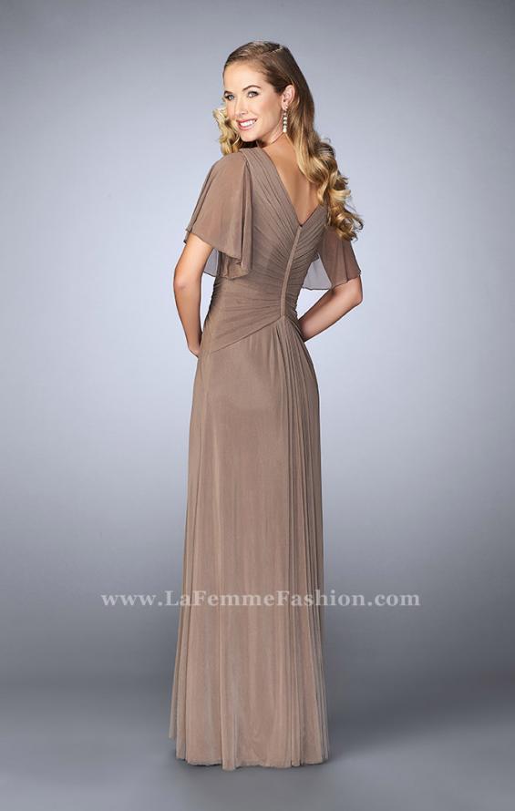 Picture of: V Neck Chiffon Prom Dress with Vintage Beading in Brown, Style: 23160, Back Picture