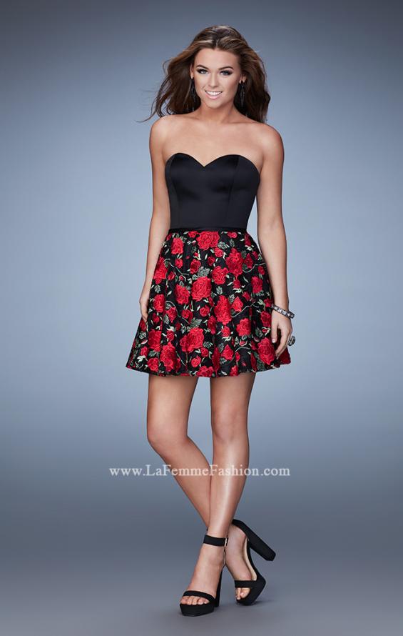 Picture of: Rose Printed Strapless Homecoming Dress in Print, Style: 23500, Detail Picture 1