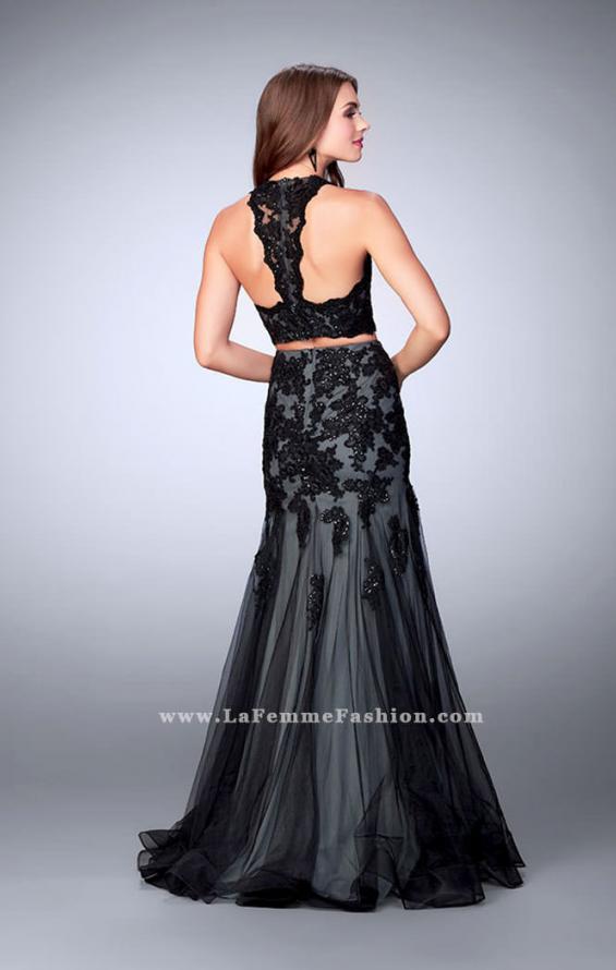 Picture of: Two Piece Dress with a Racer Back and Mermaid Skirt in Black, Style: 23543, Back Picture