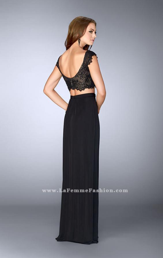 Picture of: Two Piece Dress with Lace Top and Gathered Skirt in Black, Style: 23563, Back Picture