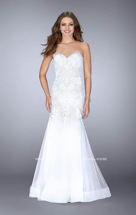 Picture of: Strapless Sweetheart Dress with Tulle Mermaid Skirt in White, Style: 23578, Main Picture