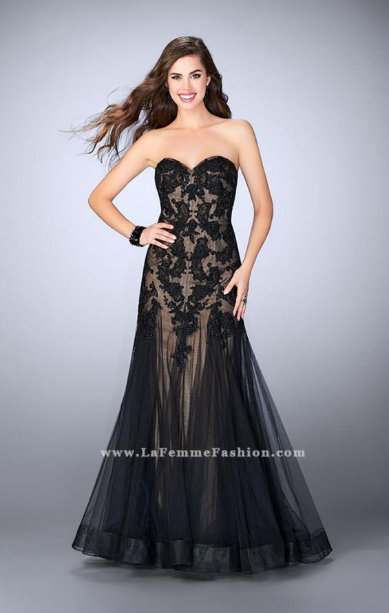 Picture of: Strapless Sweetheart Dress with Tulle Mermaid Skirt in Black, Style: 23578, Detail Picture 1
