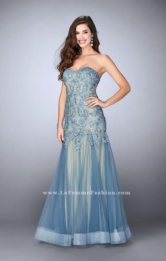 Picture of: Strapless Sweetheart Dress with Tulle Mermaid Skirt in Blue, Style: 23578, Detail Picture 3