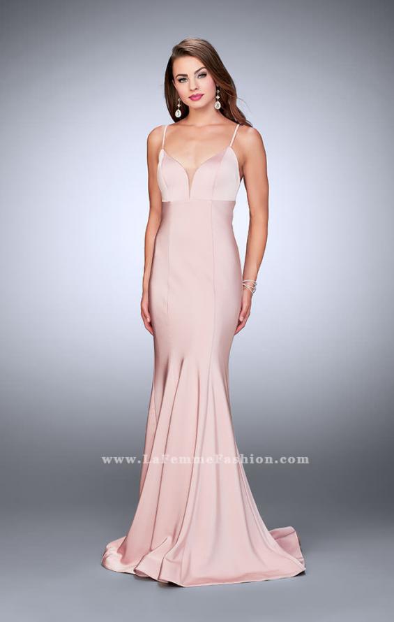 Picture of: Jersey Mermaid Prom Dress with a Deep V neckline in Pink, Style: 23747, Back Picture