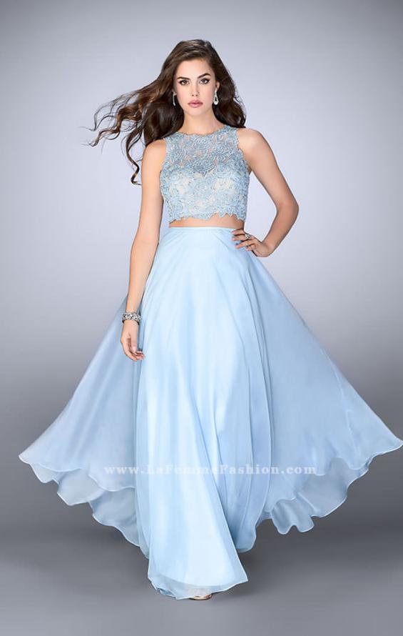 Picture of: Two Piece Prom Dress with A-line Skirt and Lace in Blue, Style: 23775, Main Picture